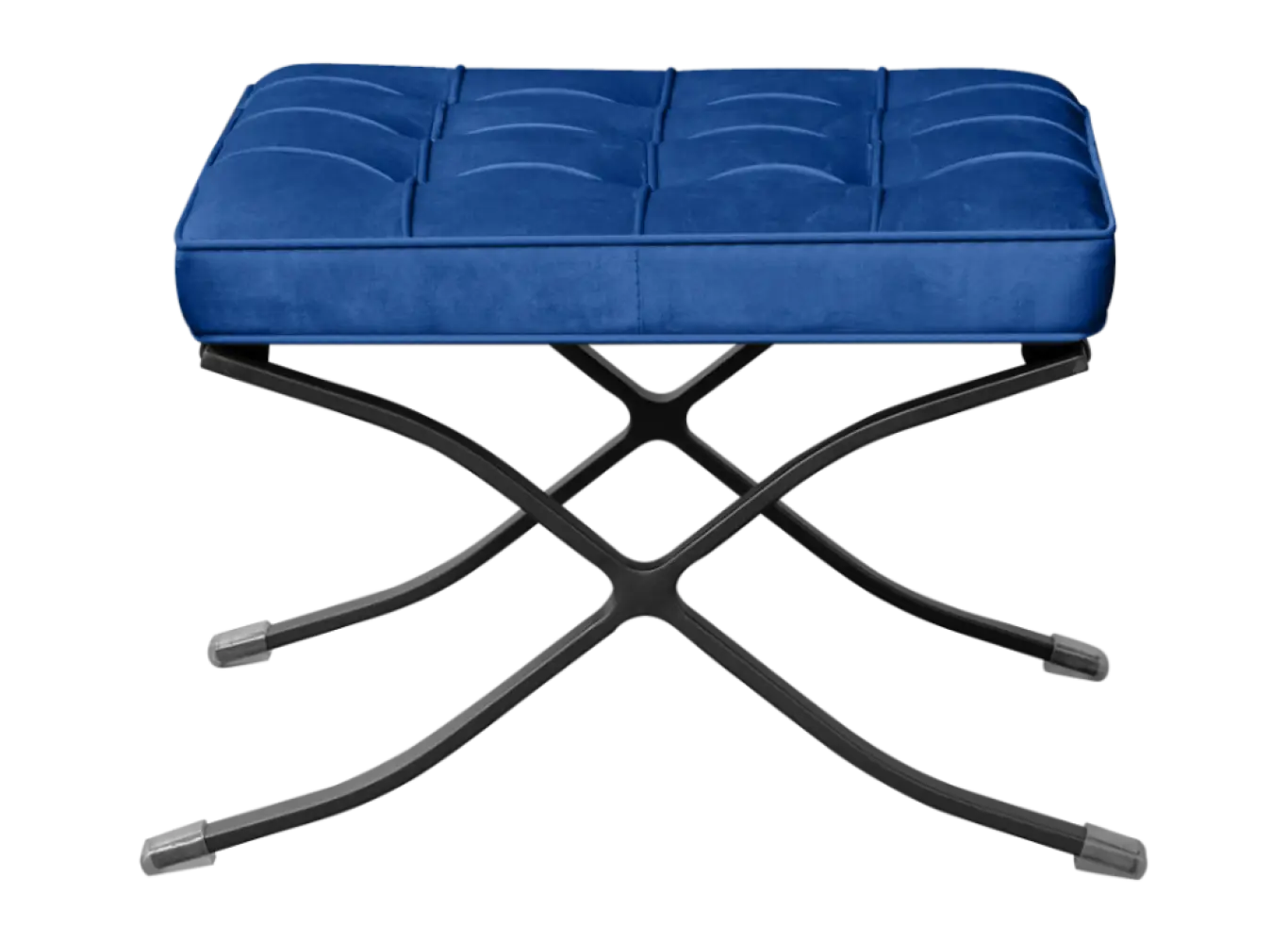 Paviljoen Chair XL Blauw Velvet Set | Inclusief Voetenbank | Zwart Frame