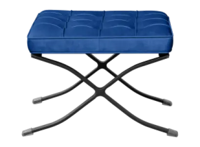 Paviljoen Chair XL Blauw Velvet Set | Inclusief Voetenbank | Zwart Frame