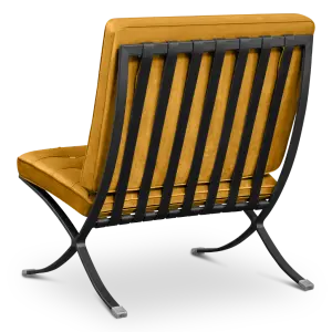 Paviljoen Chair XL Oker Velvet Set | Inclusief Voetenbank | Zwart Frame