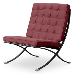 Paviljoen Chair XL Rood Velvet Set | Inclusief Voetenbank | Zwart Frame