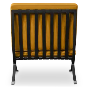 Paviljoen Chair XL Oker Velvet Set | Inclusief Voetenbank | Zwart Frame