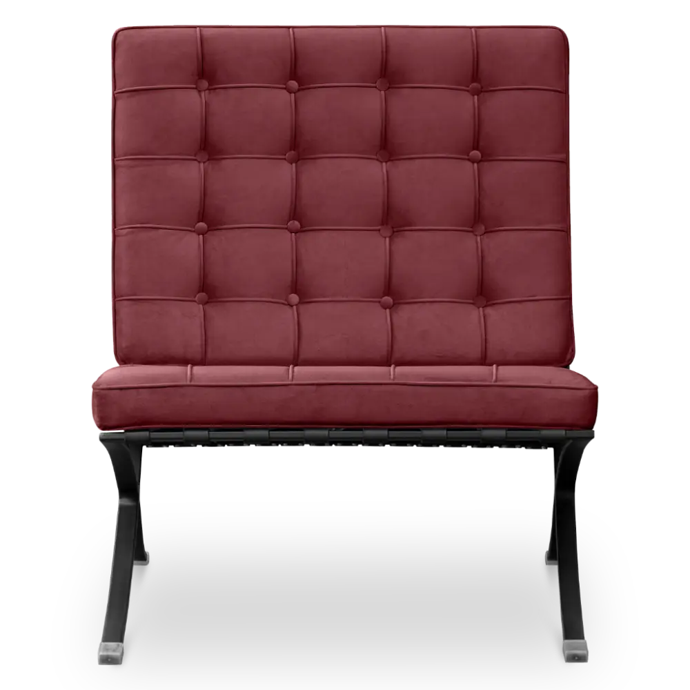 Paviljoen Chair XL Rood Velvet Set | Inclusief Voetenbank | Zwart Frame