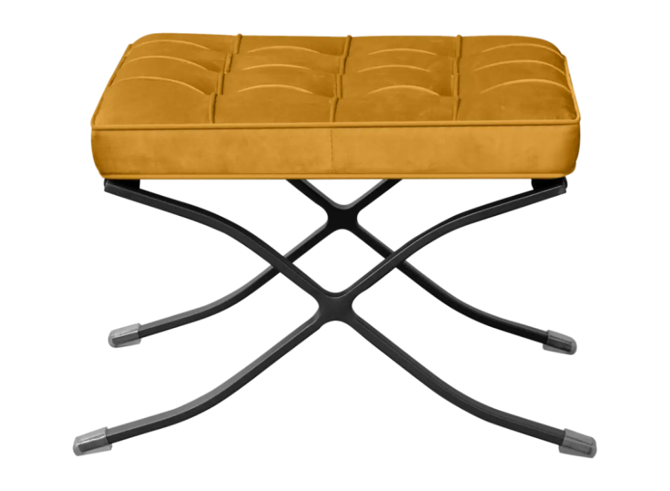 Paviljoen Chair XL Oker Velvet Set | Inclusief Voetenbank | Zwart Frame
