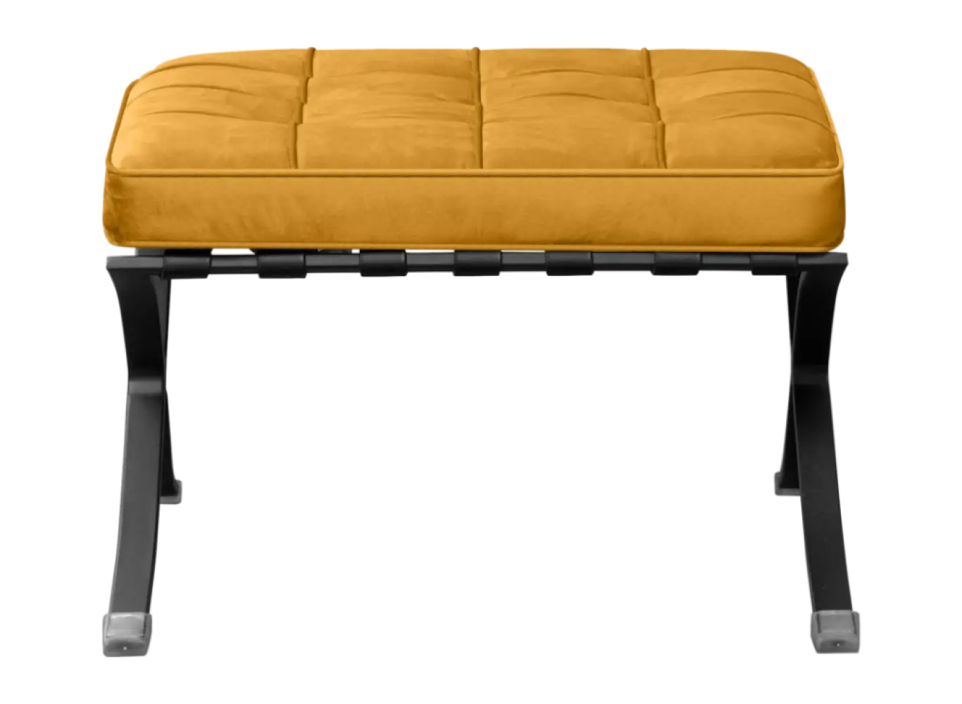 Paviljoen Chair XL Oker Velvet Set | Inclusief Voetenbank | Zwart Frame