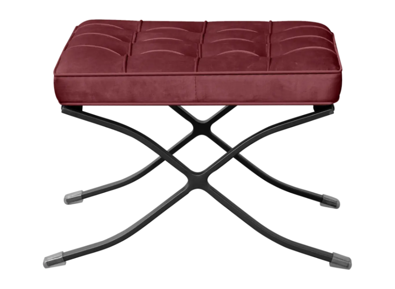 Paviljoen Chair XL Rood Velvet Set | Inclusief Voetenbank | Zwart Frame