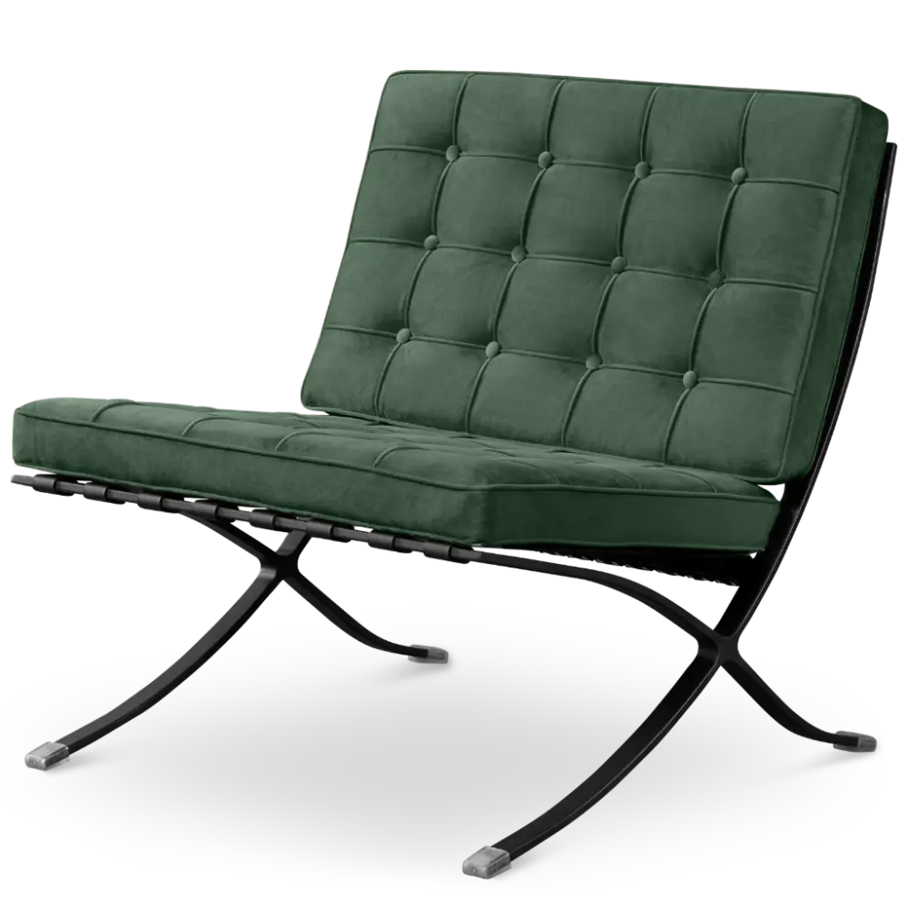 Paviljoen Chair Groen Velvet | Zwart Frame