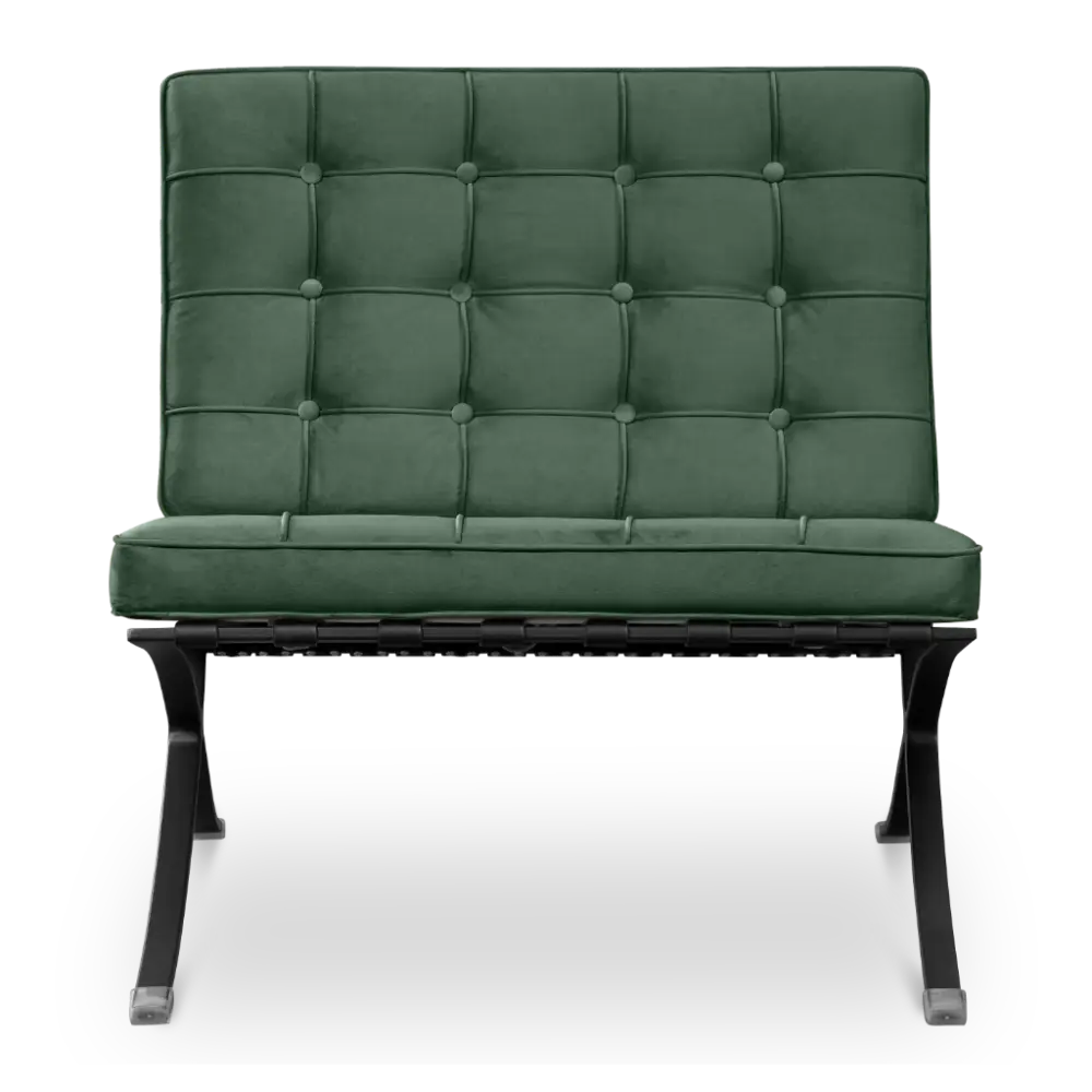 Paviljoen Chair Groen Velvet | Zwart Frame