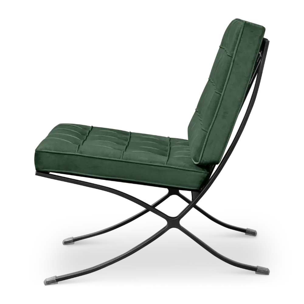 Paviljoen Chair Groen Velvet | Zwart Frame