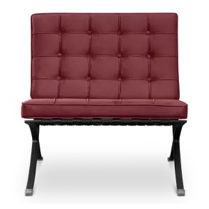Paviljoen Chair Rood Velvet Set | Inclusief Voetenbank | Zwart Frame