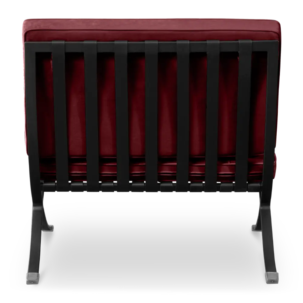 Paviljoen Chair Rood Velvet Set | Inclusief Voetenbank | Zwart Frame