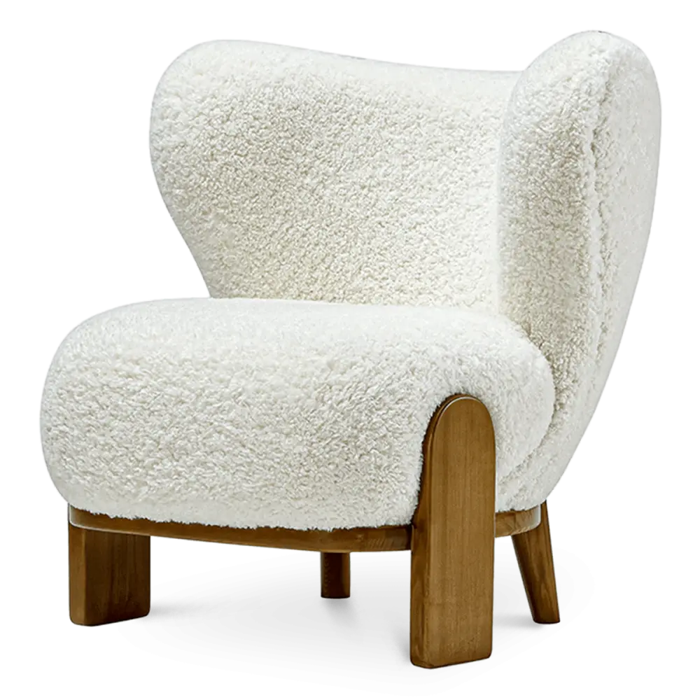 Little Kita Fauteuil Wit | Walnoot Pootjes
