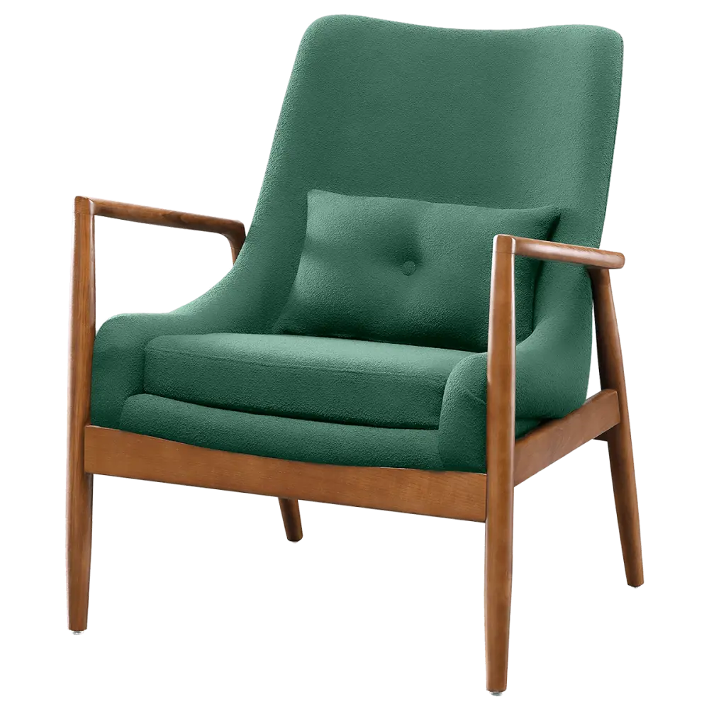 Cavel Flyder Scandinavische Lounge Chair Teddy Groen Walnoot
