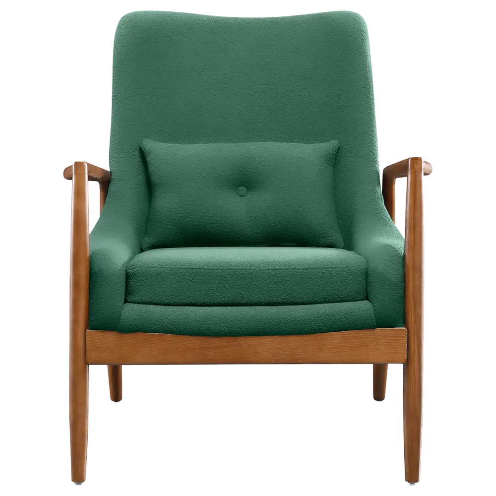Cavel Flyder Scandinavische Lounge Chair Teddy Groen Walnoot