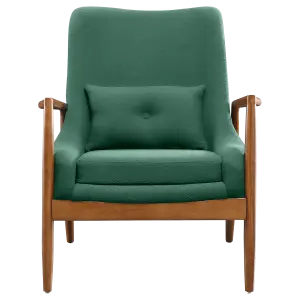 Cavel Flyder Scandinavische Lounge Chair Teddy Groen Walnoot