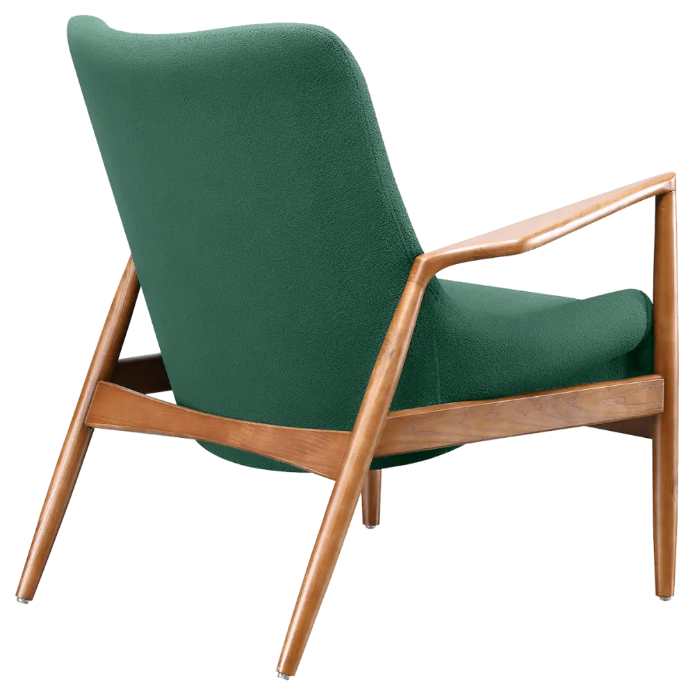 Cavel Flyder Scandinavische Lounge Chair Teddy Groen Walnoot
