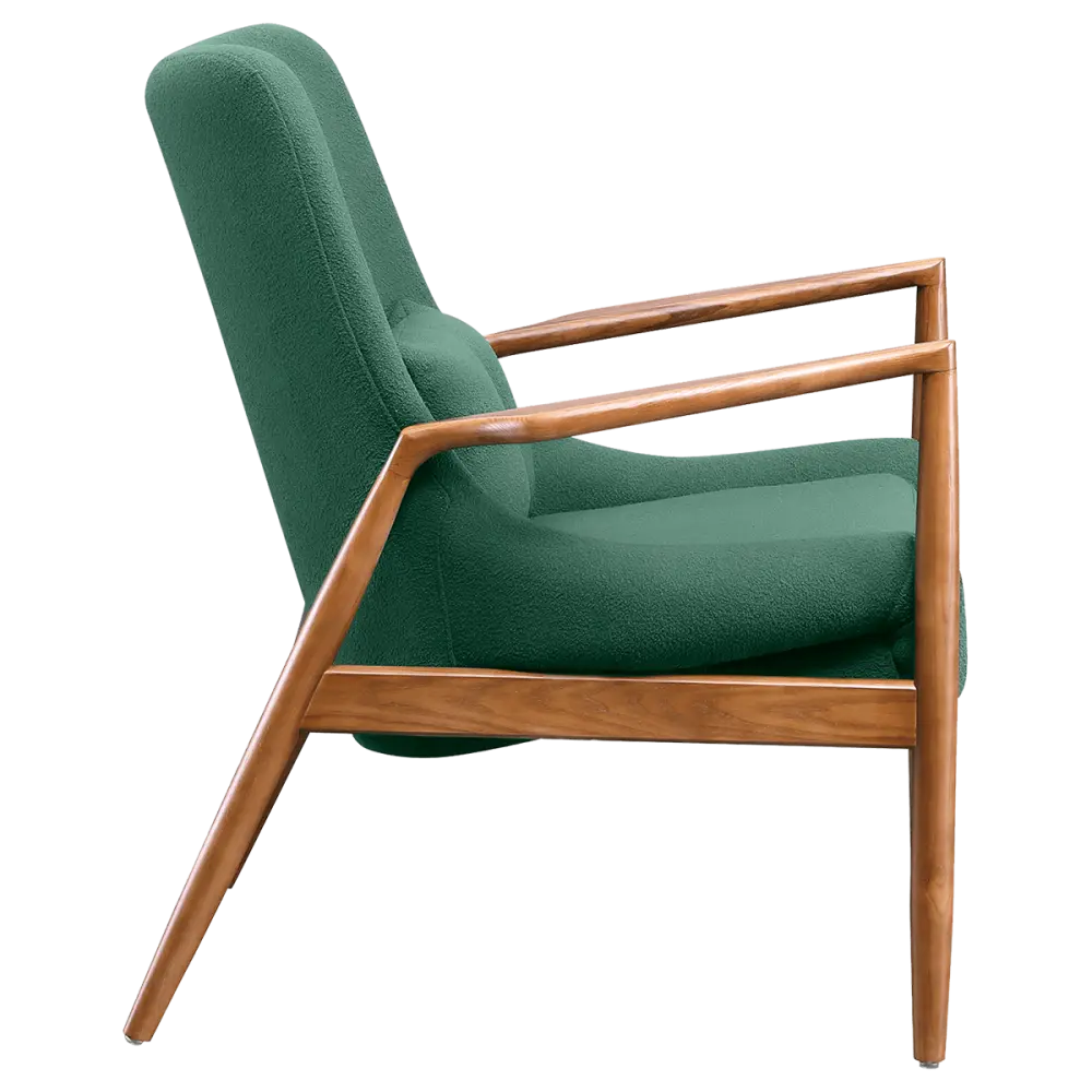 Cavel Flyder Scandinavische Lounge Chair Teddy Groen Walnoot