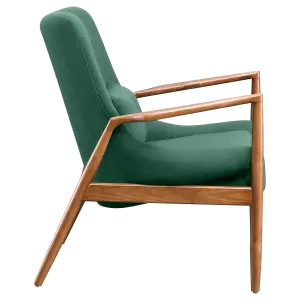 Cavel Flyder Scandinavische Lounge Chair Teddy Groen Walnoot