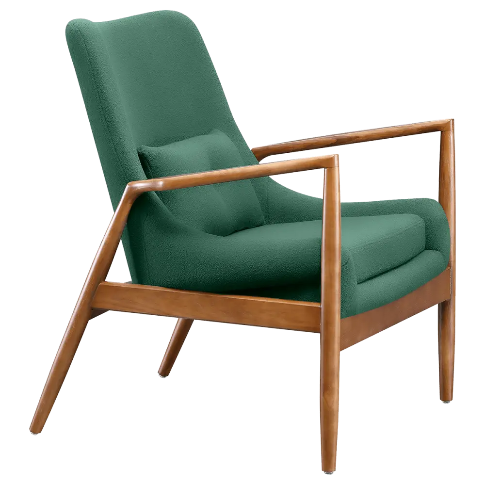 Cavel Flyder Scandinavische Lounge Chair Teddy Groen Walnoot