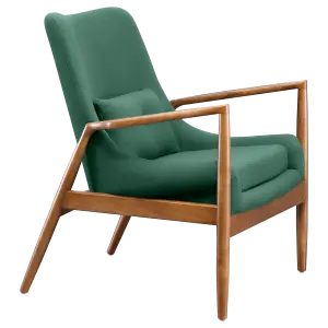 Cavel Flyder Scandinavische Lounge Chair Teddy Groen Walnoot