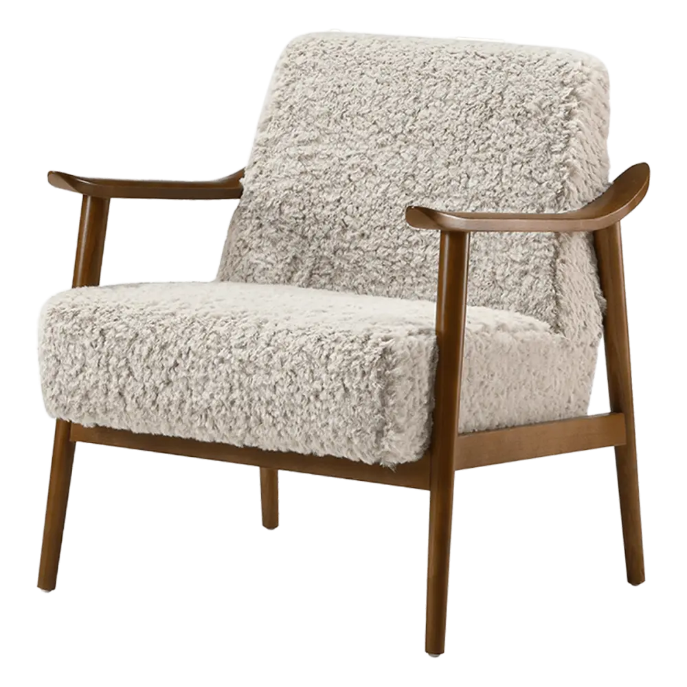 Cavel Hezel Scandinavische Lounge Chair Teddy Taupe Walnoot