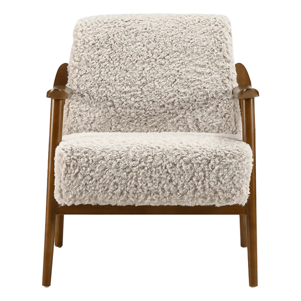 Cavel Hezel Scandinavische Lounge Chair Teddy Taupe Walnoot