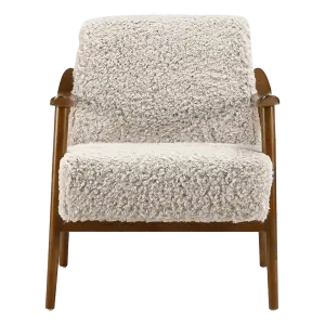 Cavel Hezel Scandinavische Lounge Chair Teddy Taupe Walnoot