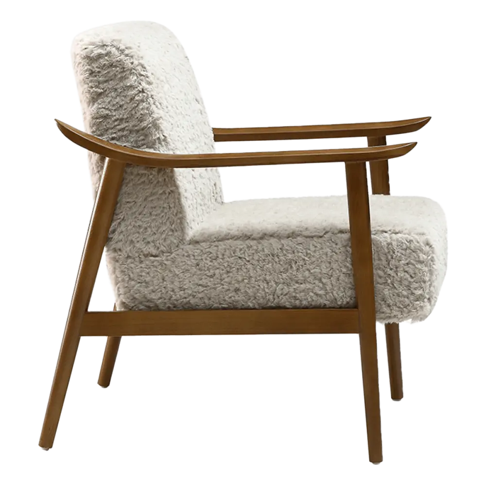 Cavel Hezel Scandinavische Lounge Chair Teddy Taupe Walnoot