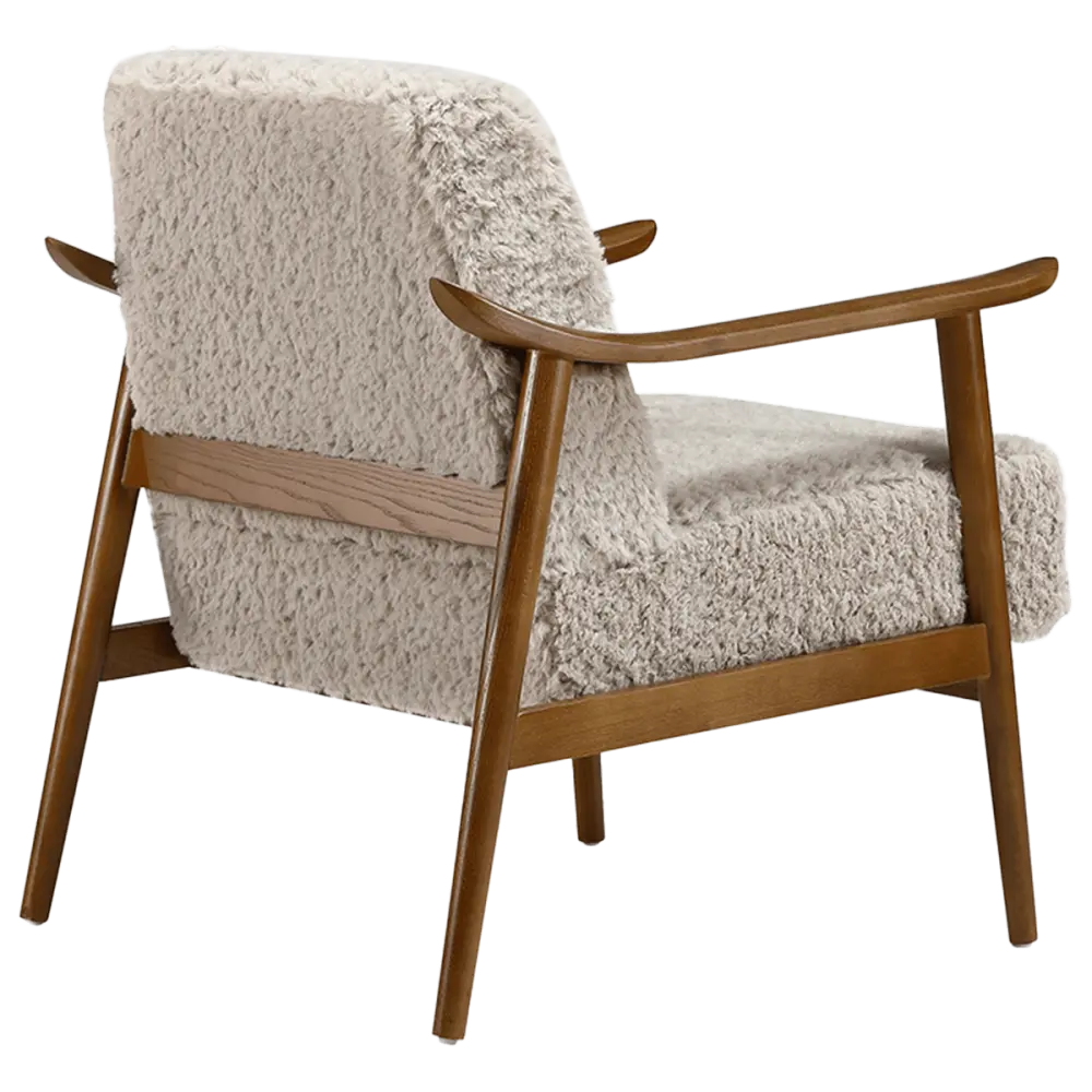 Cavel Hezel Scandinavische Lounge Chair Teddy Taupe Walnoot