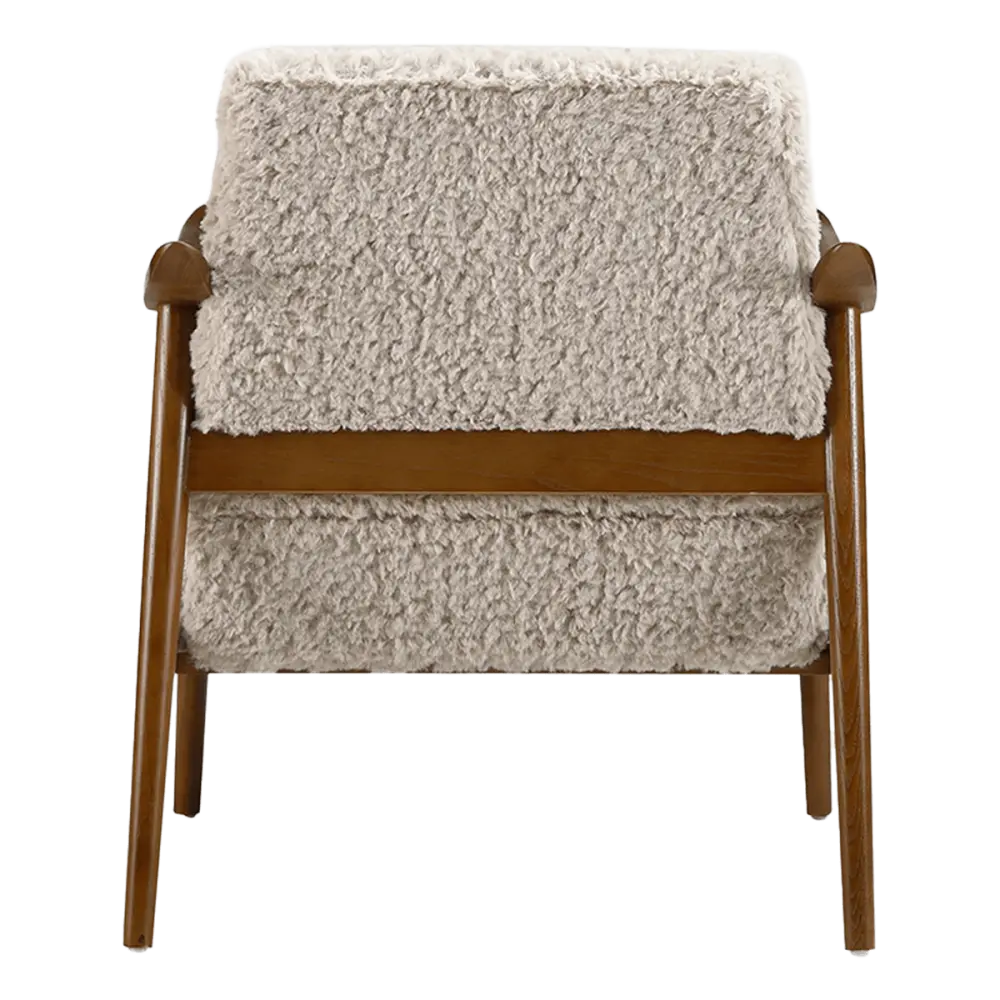 Cavel Hezel Scandinavische Lounge Chair Teddy Taupe Walnoot