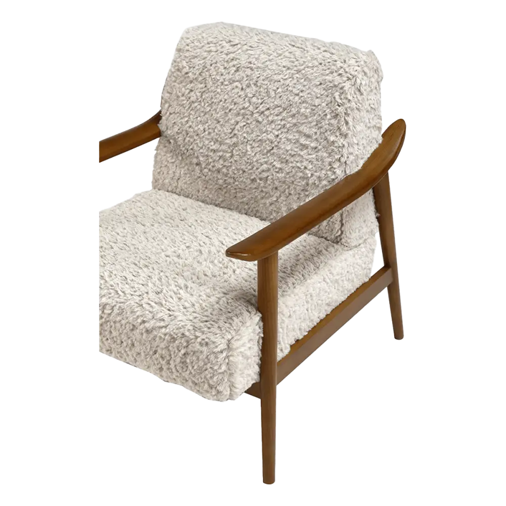 Cavel Hezel Scandinavische Lounge Chair Teddy Taupe Walnoot