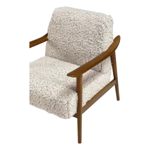 Cavel Hezel Scandinavische Lounge Chair Teddy Taupe Walnoot