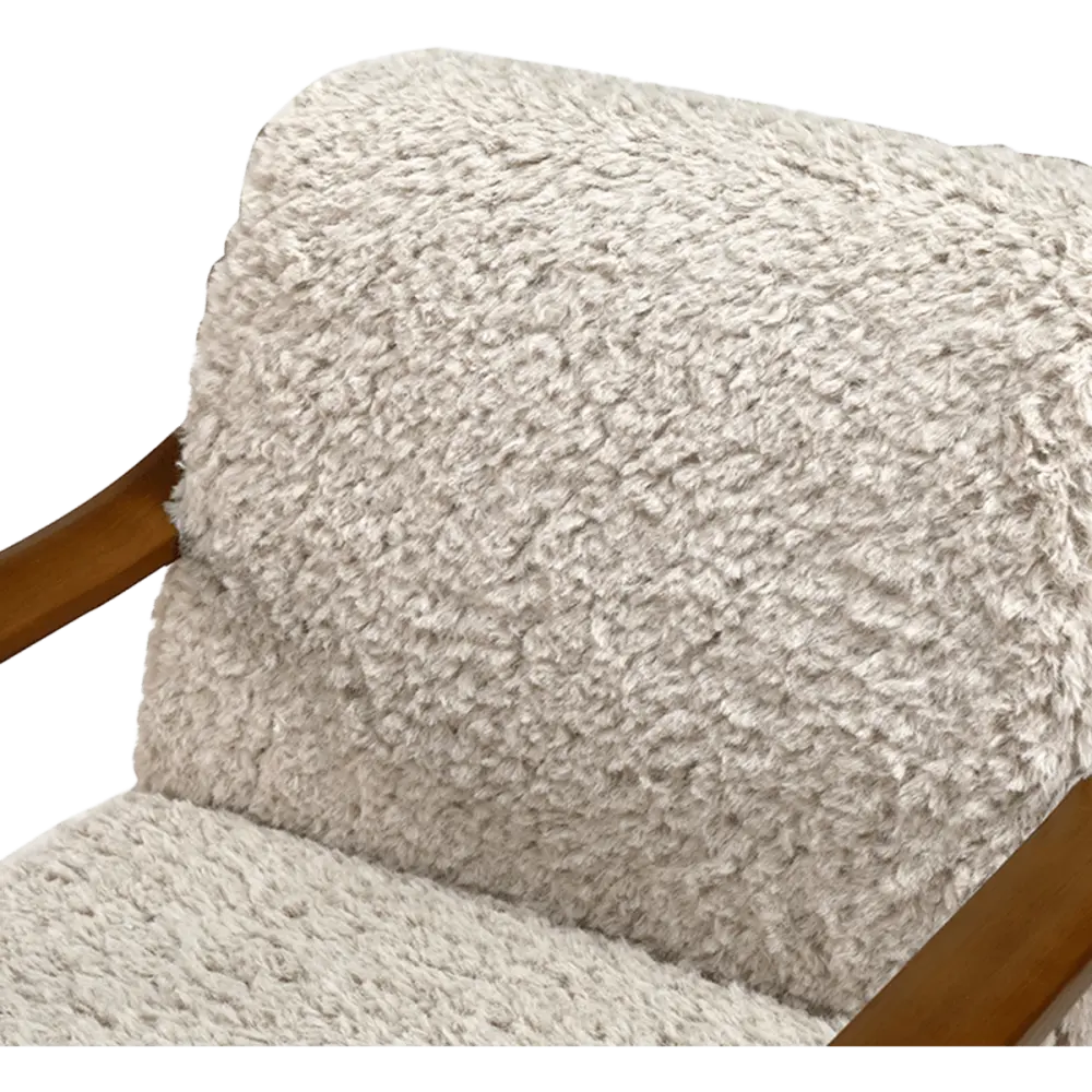 Cavel Hezel Scandinavische Lounge Chair Teddy Taupe Walnoot