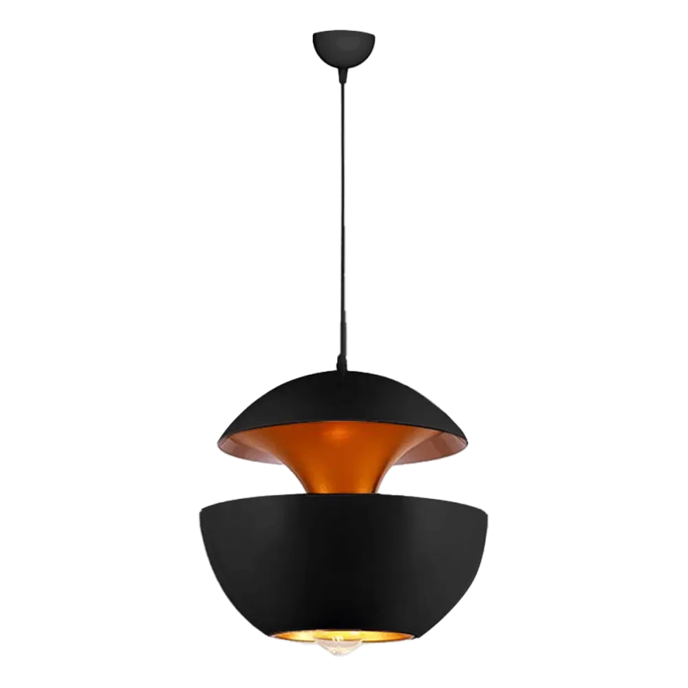 Hanglamp Peach | Mat Zwart / Goud