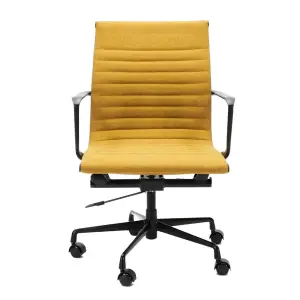 Cavel CD 117 Bureaustoel Oker Linnen | Zwart Frame