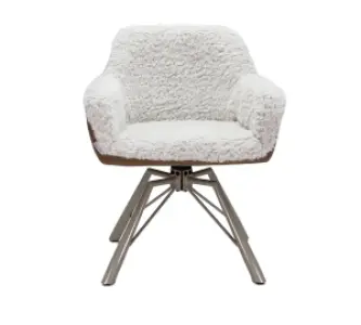 Draaibare Eetkamerstoel Nord | Taupe Sheepskin Cognac Leer  | Taupe Onderstel