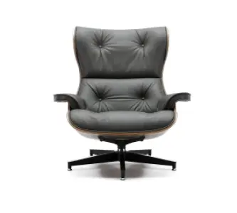 Cavel Lounge Chair Grijs Leer | Walnoot Schalen