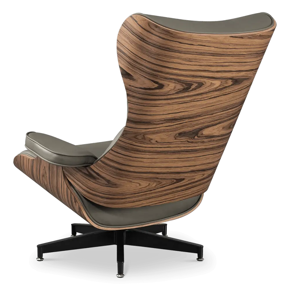 Cavel Lounge Chair Olijf Groen Leer | Naturel Palissander Schalen