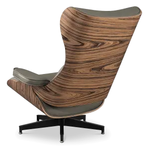 Cavel Lounge Chair Olijf Groen Leer | Naturel Palissander Schalen