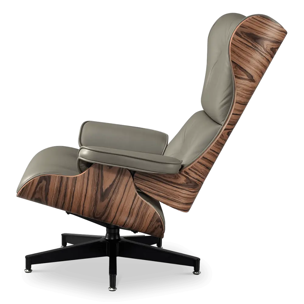 Cavel Lounge Chair Olijf Groen Leer | Naturel Palissander Schalen