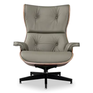 Cavel Lounge Chair Olijf Groen Leer | Naturel Palissander Schalen