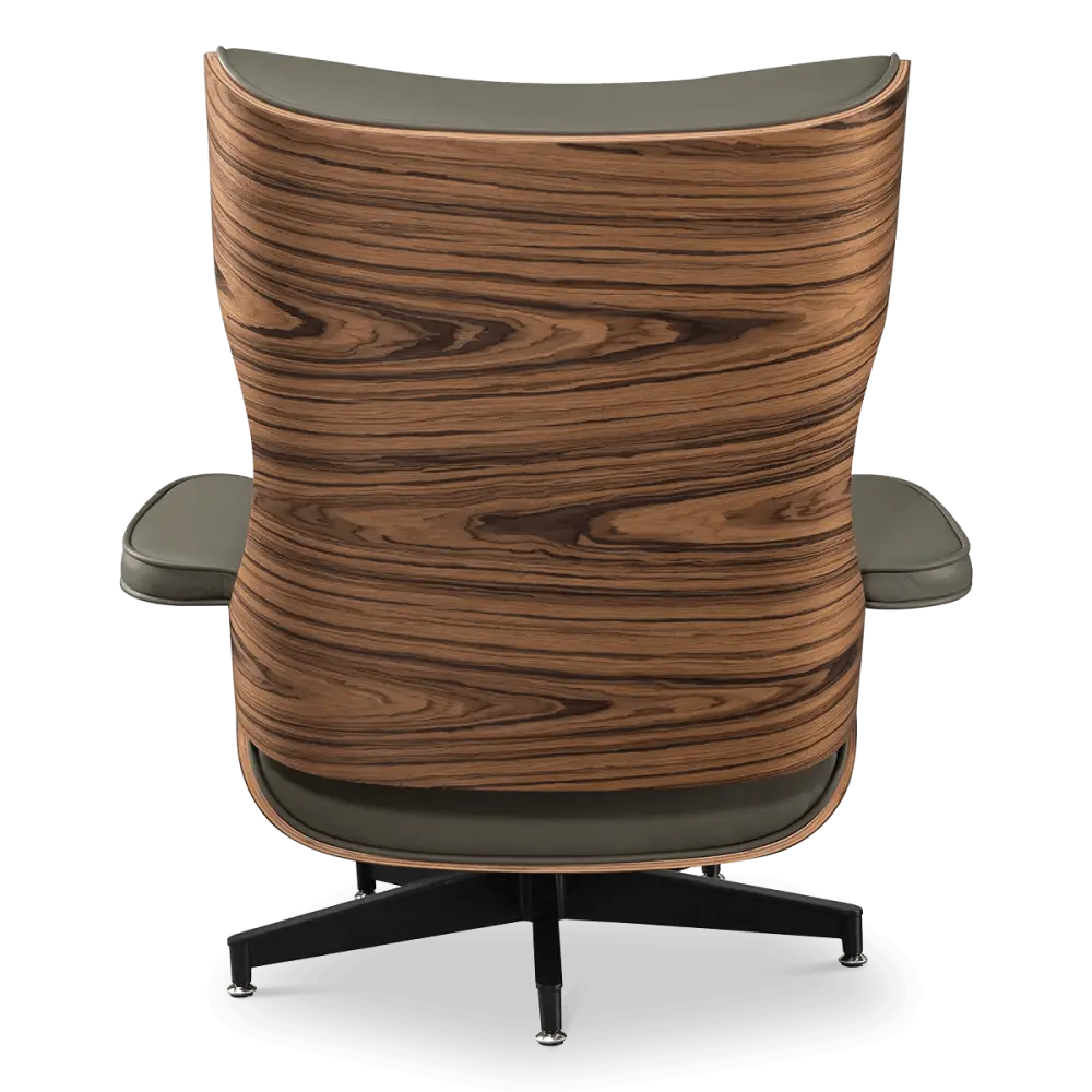 Cavel Lounge Chair Olijf Groen Leer | Naturel Palissander Schalen