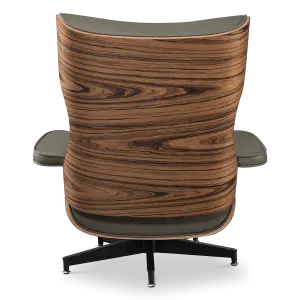 Cavel Lounge Chair Olijf Groen Leer | Naturel Palissander Schalen
