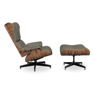 Cavel Lounge Chair Olijf Groen Leer | Naturel Palissander Schalen