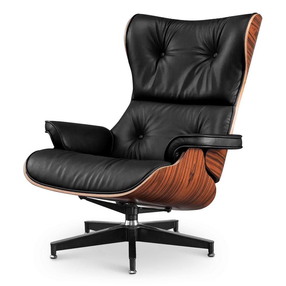 Cavel Lounge Chair Zwart Leer | Palissander Schalen