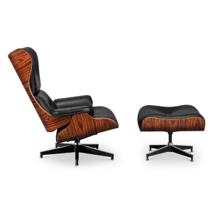 Cavel Lounge Chair Zwart Leer | Palissander Schalen