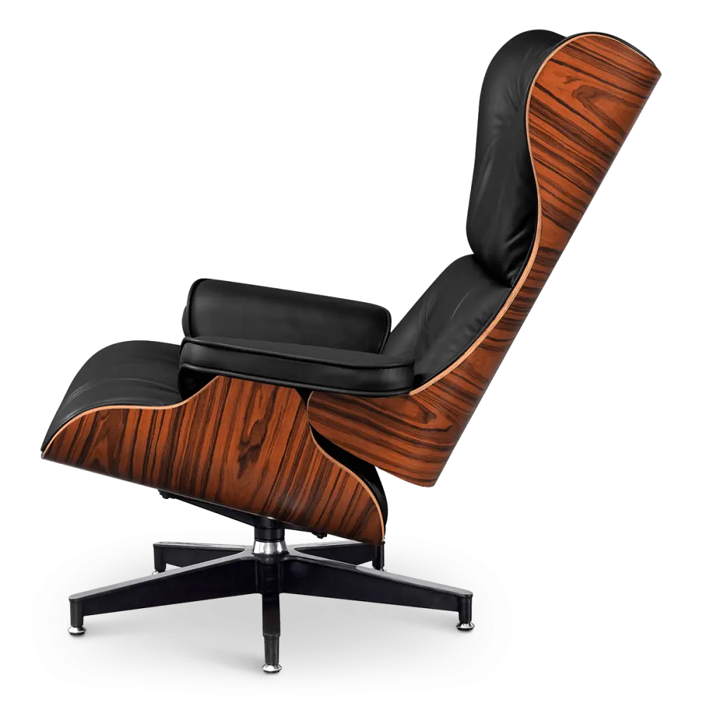 Cavel Lounge Chair Zwart Leer | Palissander Schalen