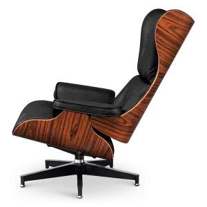 Cavel Lounge Chair Zwart Leer | Palissander Schalen