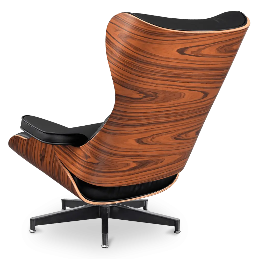Cavel Lounge Chair Zwart Leer | Palissander Schalen