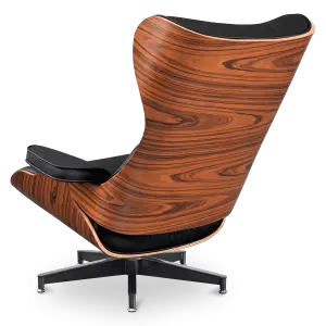 Cavel Lounge Chair Zwart Leer | Palissander Schalen