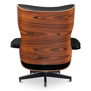 Cavel Lounge Chair Zwart Leer | Palissander Schalen